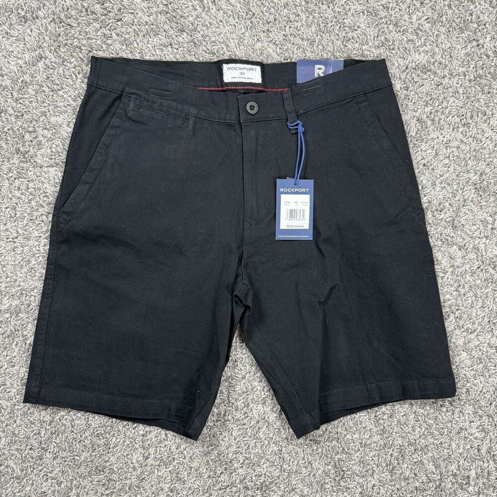 Rockport Mens 9" Motion Chino Short Stretch Flex Black Size 30